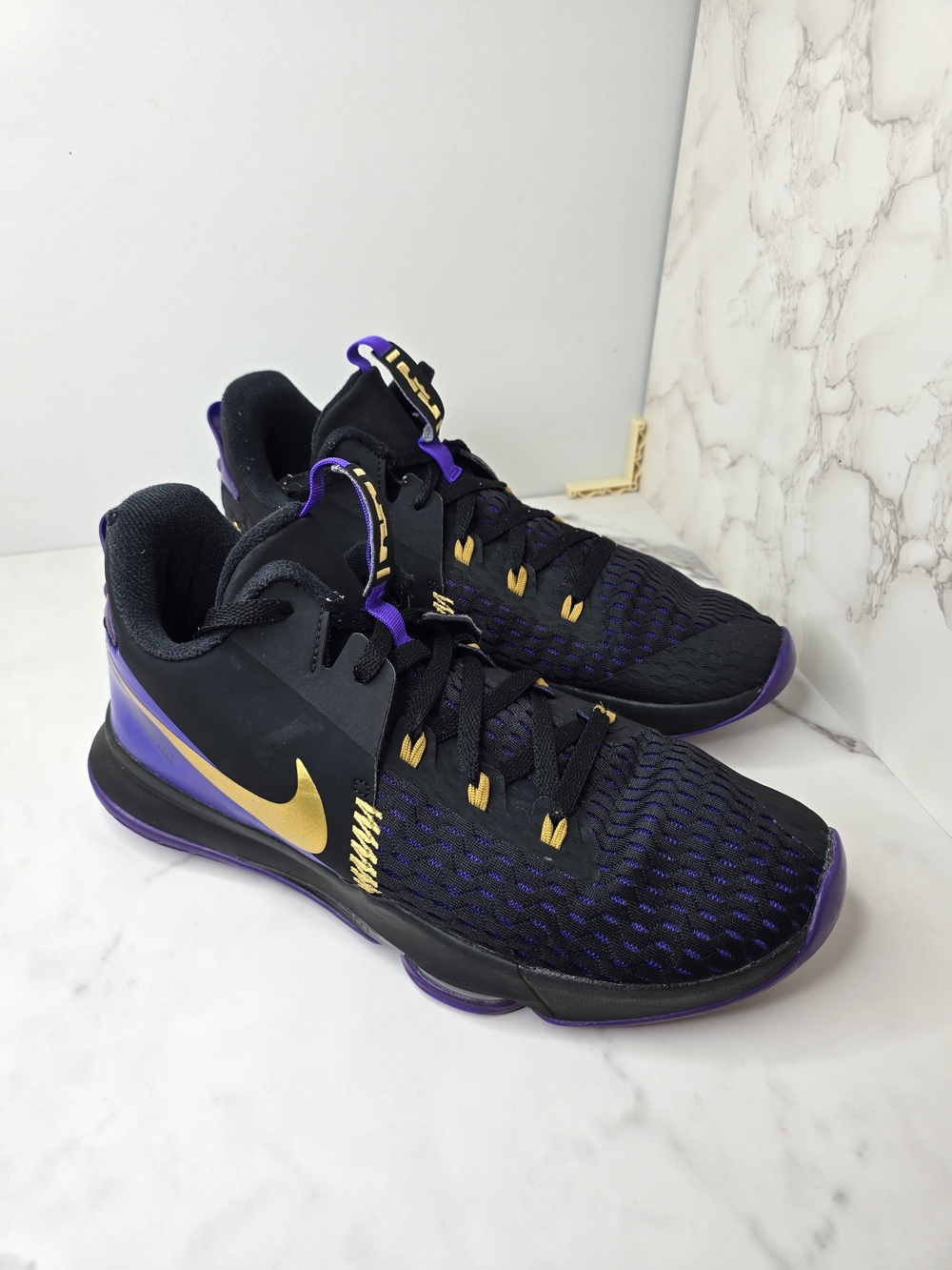Nike Black/Purple/Gold Low-Top Basketball Shoes